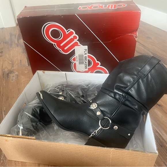 Dingo Women’s 10 Wide Black Pig Leather Western Boots Olivia Harness Cowgirl NIB - Picture 5 of 13